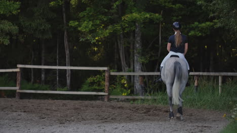 Back-view-of-rider-on-a-horse.-Back-view-of-a-rider-with-a-horse-slow-motion