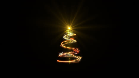 Weihnachtsbaumelement-„Christmas-Tree-Elements“-Ist-Ein-Goldener-Weihnachtsbaum-Mit-Partikellichtern-In-Einer-Schleife-Mit-Alpha-Zur-Dekoration-Ihrer-Weihnachtsprojekte-In-Voller-HD-Qualität,-Geloopt