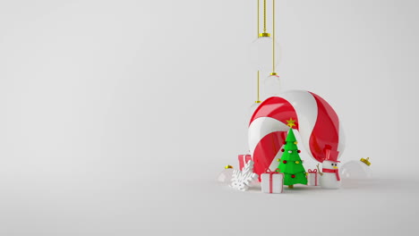 WeihnachtshintergrundWeihnachtshintergrund-Mit-Schneemann,-Baum,-Hirsch,-Geschenkbox,-Süßigkeitendekoration-Und-Kopierraum-Auf-Weißem-Hintergrund-Für-Weihnachtsprojekte,-Auch-Guter-Hintergrund-Für-Szenen-Und-Titel,-Logos.-Full-HD,-Geloopt