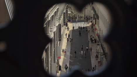 Observing-Rua-do-Carmo-from-viewing-point-of-Santa-Justa-Lift-Lisbon