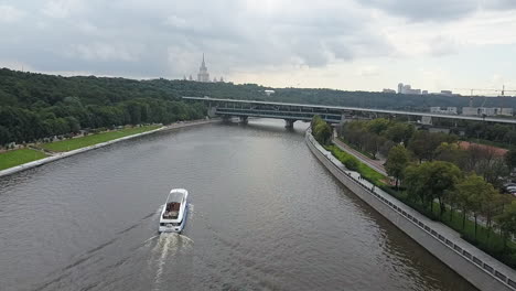 Eine-Luftaufnahme-Des-Sommerflusses-Moskwa
