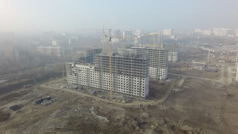 Vista-Aérea-Del-Complejo-Residencial-En-Construcción-En-Moscú,-Rusia.