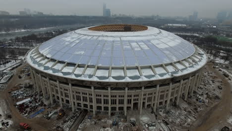 Luzhniki-Arena-En-Reconstrucción-Vista-Aérea-De-Invierno-Moscú-Rusia