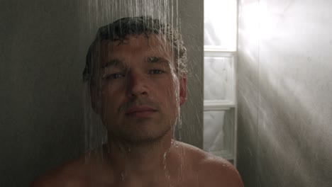 Man-feels-relaxed-during-the-morning-shower
