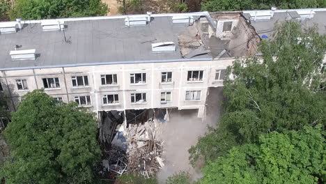 Apartment-building-collapse-during-demolition-aerial-view