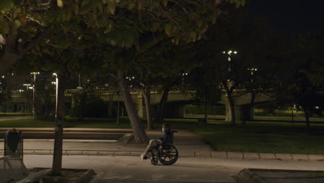 Evening-outing-of-a-handicapped-child-in-empty-park