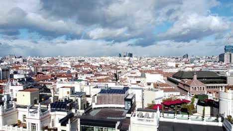 Aerial-view-of-Madrid-residential-quarters-clouds-sailing-over-the-city