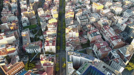 Aerial-morning-cityscape-of-Barcelona-with-residential-districts-Spain