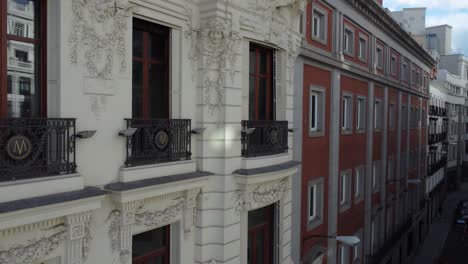 Metropolis-Building-facade-and-aerial-cityscape-of-Madrid-Spain