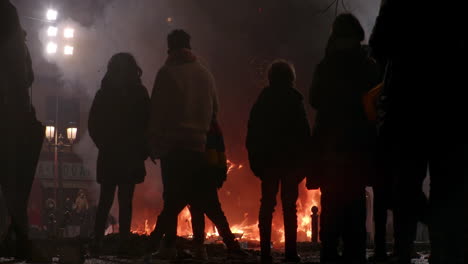 Fallas-celebration-and-people-watching-burning-ninots-Spain