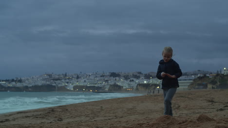 Building-from-sand-by-the-ocean-in-the-evening