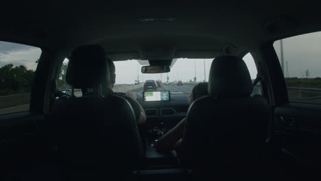 Father-and-son-are-driving-in-a-car-timelapse