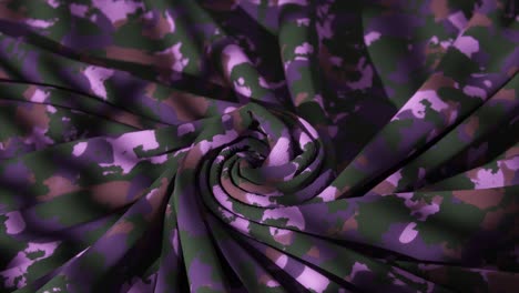 A-Fabric-Spiral-with-a-Pink-Camouflage-Pattern-Twists-Into-a-Dynamic-and-Textured-3D-Animation