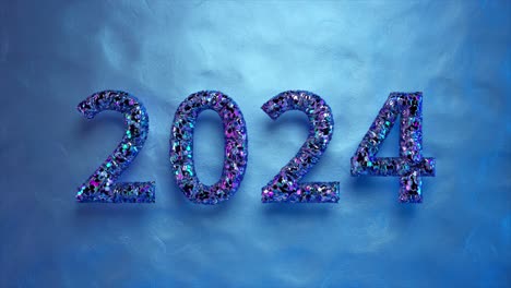Funkelnde-Zahlen-2024-In-Luxuriösem-Glitzer-Auf-Einem-Kühlen,-Blauen,-Strukturierten-Hintergrund-Als-Symbol