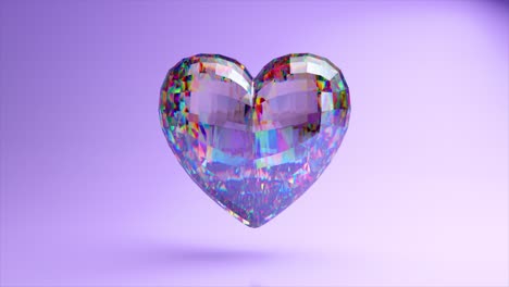 Liebeskonzept-Schöne-Nahaufnahme-Eines-Diamantherzens-Auf-Blauem-Neonhintergrund,-3D-Animation-Zum-Valentinstag