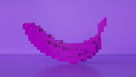 Transformation-of-a-3D-Pixel-Into-a-Purple-Digital-Banana-3D-Animation-of-Seamless-Loop