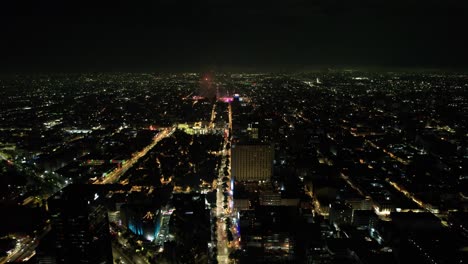 drone-shot-of-fireworks-demonstration-at-mexico-city-zocalo-during-independence-day-celebration-15-de-septiembre