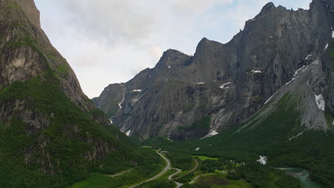 Imposing-Norwegian-landmark,-Trollveggen,-Rauma-Municipality,-Norway