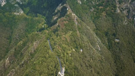 Drone-footage-tilting-up-of-the-Orto-Botanico-di-Pian-della-Fioba
