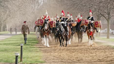 Three-heavy-Shire-drum-horses-lead-the-Blues-and-Royals-during-the-Major-Generals-inspection