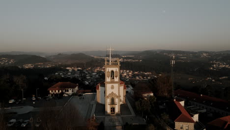 Evening-Light-shrouds-Santa-Quitéria-sanctuary,-Felgueiras-Portugal