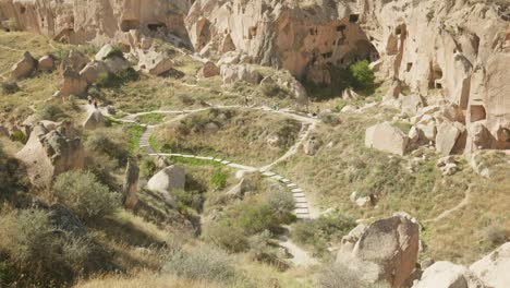 Trail-paths-Zelve-museum-unique-rocky-cave-dwellings-landscape