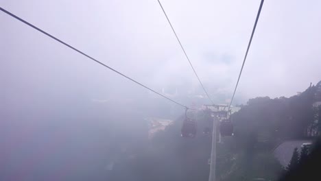 Visto-Desde-Un-Teleférico-Ascendente,-El-Terreno-Y-Los-Alrededores-En-El-Camino-Hacia-El-Complejo-De-Lujo-Genting-Resorts-World-En-La-Cima-Del-Monte.