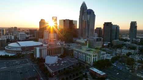 Bright-sunset-over-downtown-Charlotte,-NC