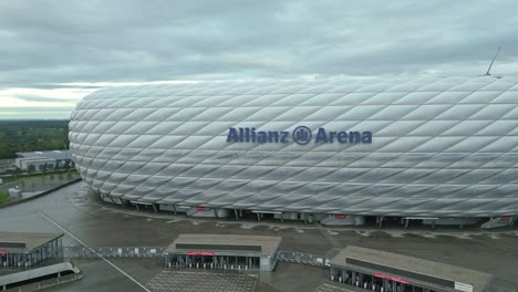 Outside-the-impressive-Allianz-Arena,-Bayern-Munich-soccer-stadium