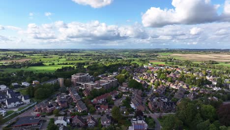 Aerial-parallax,-Vaals,-Netherlands-and-Aachen,-Germany-in-background