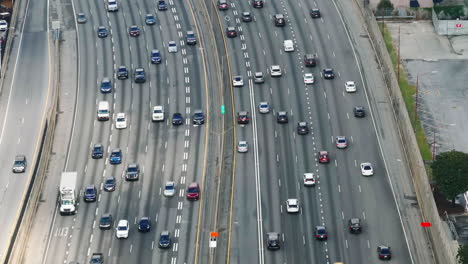 High-angle-view-of-vehicles-driving-on-wide-multilane-highway