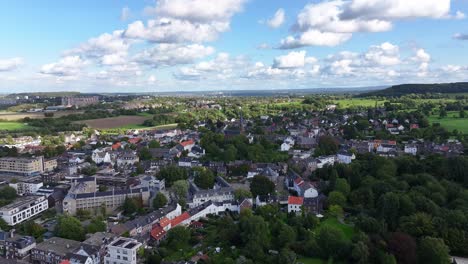 Cinematic,-aerial-footage,-Dutch-settlement-located-near-the-German-border