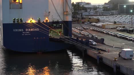 Cars-taken-off-cargo-ship-from-overseas