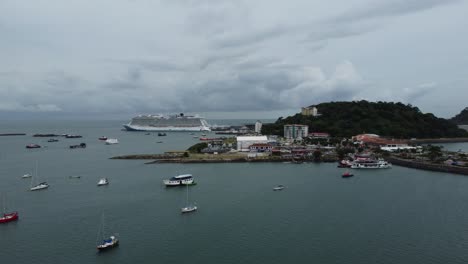 Aerial-Offshore-View-Of-The-Norwegian-Cruise-Line-Terminal-In-The-Port-Of-Panama-City