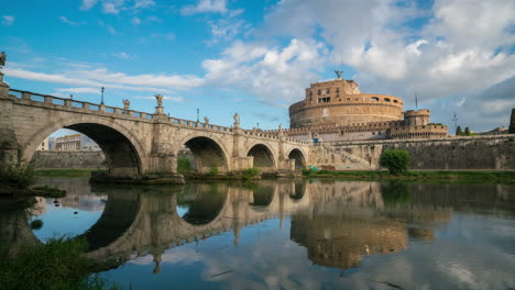 Time-Lapse-of-Castel-Sant-Angelo-in-Rome-,-Italy