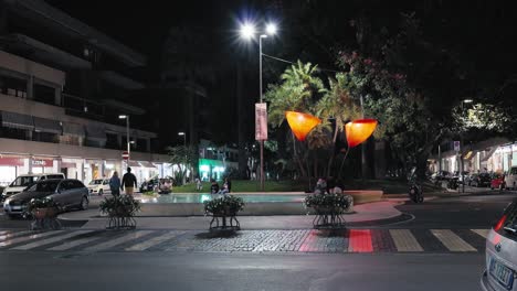 Ambiente-Nocturno-En-Piazza-Tasso-De-Sorrento,-Italia