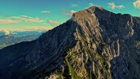 Aerial-of-dramatic-mountain-ridge-near-Eagles-Nest---Germany-Kehlsteinhaus