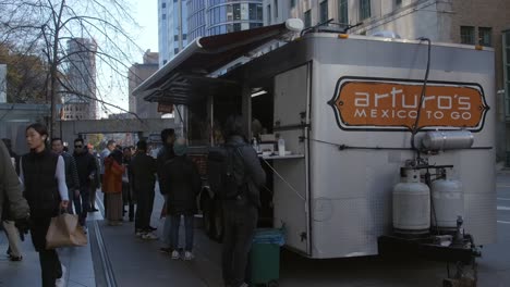 A-Mexican-Food-Truck-on-the-Streets-of-Vancouver,-Canada---Close-Up