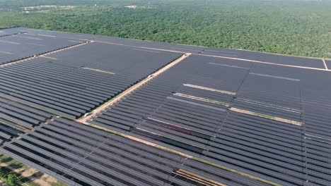 Aerial-top-down-shot-Solar-Panel-Park-in-La-Romana-during-sunny-day,-Dominican-Republic