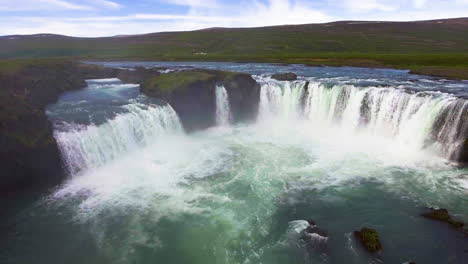 Drone-aerial-footage-of-the-Godafoss-waterfall-in-north-Iceland.