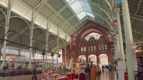 Tilt-shot-of-the-architecture-of-Market-de-Colon-in-Valencia,-Spain