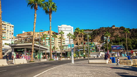 Downtown,-historic-Malaga,-Spain---daytime-time-lapse