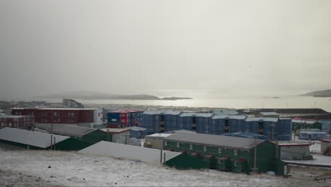 Cold-northern-town-on-the-coastline-after-snow-fall