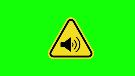 Gelbes-Dreieck,-Vorsicht,-Warnung,-Musik,-Laut,-Ton,-Lautsprechersymbol,-Symbol,-Konzeptanimation-Mit-Alphakanal