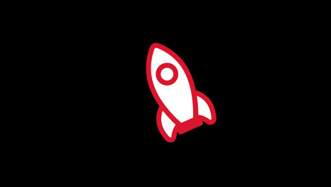 Spaceship-rocket-icon-concept-loop-animation-video-with-alpha-channel