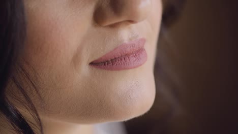 Hermosa-Y-Encantadora-Novia.-Primer-Plano-De-Los-Labios-De-La-Novia.-Mañana-De-Boda