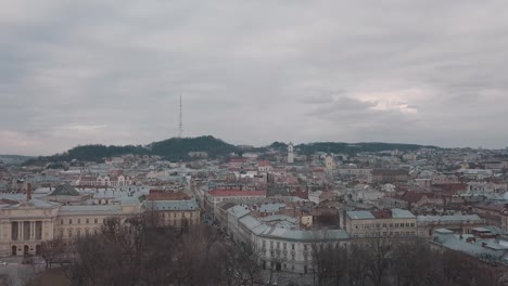 Aerial-City-Lviv,-Ukraine.-European-City.-Popular-areas-of-the-town