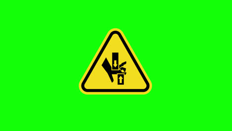 Un-Triángulo-Amarillo-Advertencia-Precaución-Mano-Aplastar-Signo-Icono-Animación-Concepto-Con-Canal-Alfa