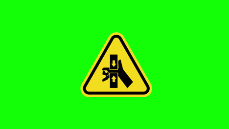 Un-Triángulo-Amarillo-Advertencia-Precaución-Mano-Aplastar-Signo-Icono-Animación-Concepto-Con-Canal-Alfa