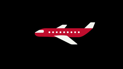 a-red-and-white-airplane-flying-in-the-sky-concept-animation-with-alpha-channel